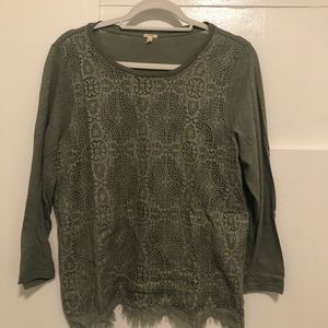JCrew lace front tee